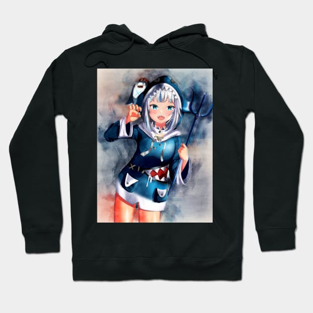 Gawr Gura Anime Watercolor Hoodie by Isamu Studio